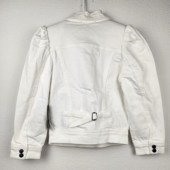 Retrofete Ada Denim Jacket White Puff Sleeve Size XXS NWT - Picture 6 of 10